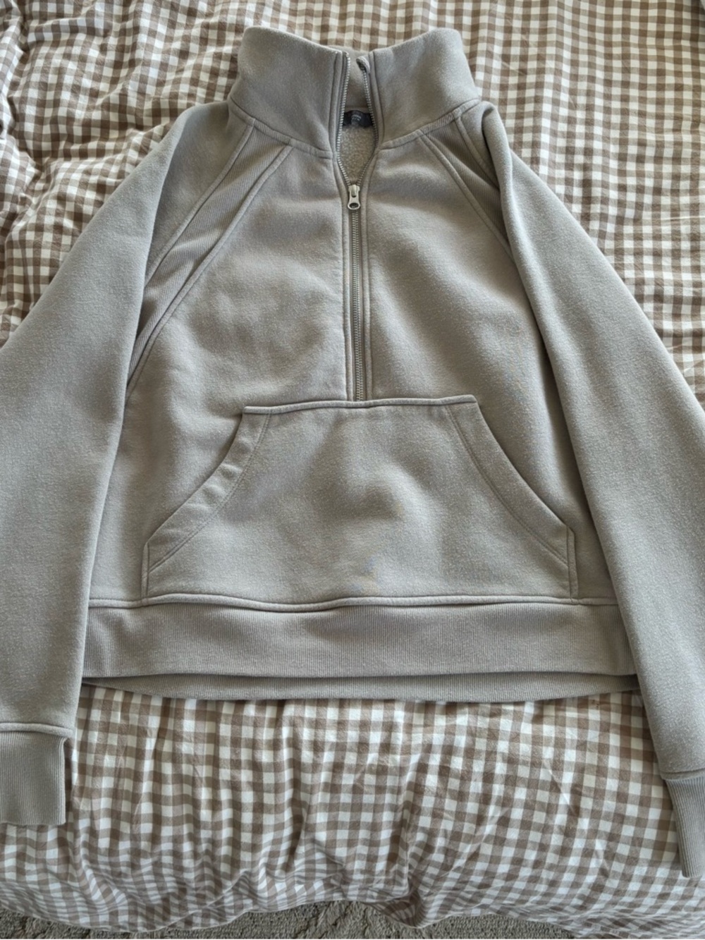 Danskin Taupe Half-Zip Sherpa Lined Pullover